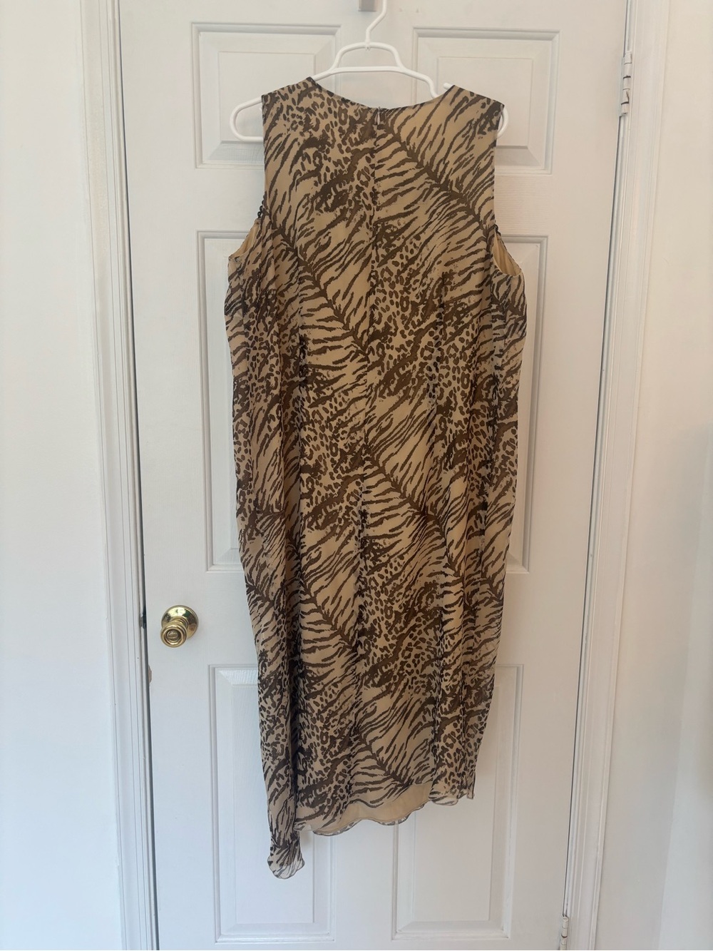 Made in Italy 100% Silk Animal Print Luxury Designer Sleeveless Shift Dress L - Picture 3 of 5
